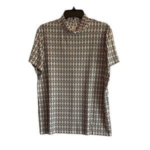 *Anne Klein XL Turtle Neck Black White Geo Pattern Knit Blouse